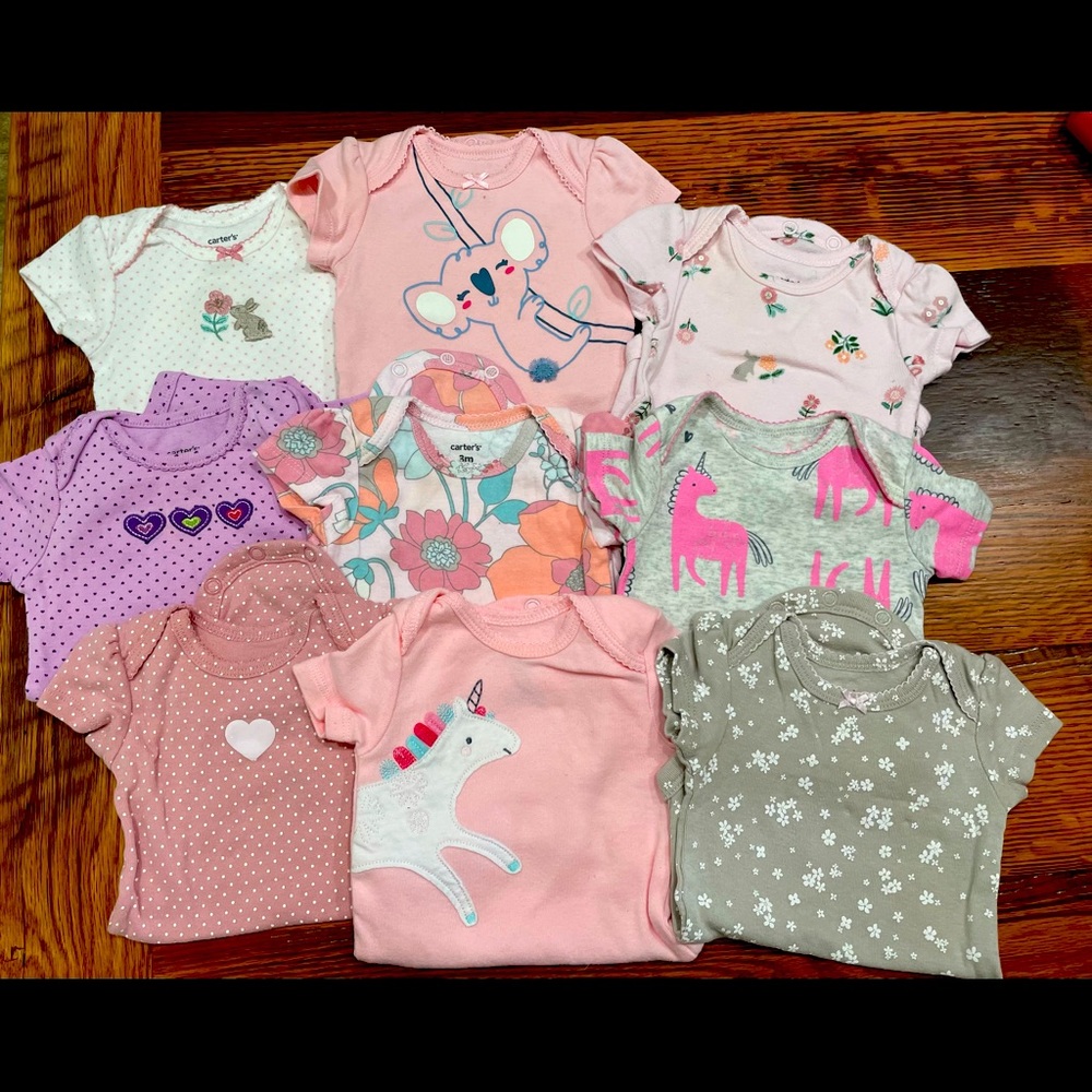 Girls 3 Mos Short Sleeved Onesies